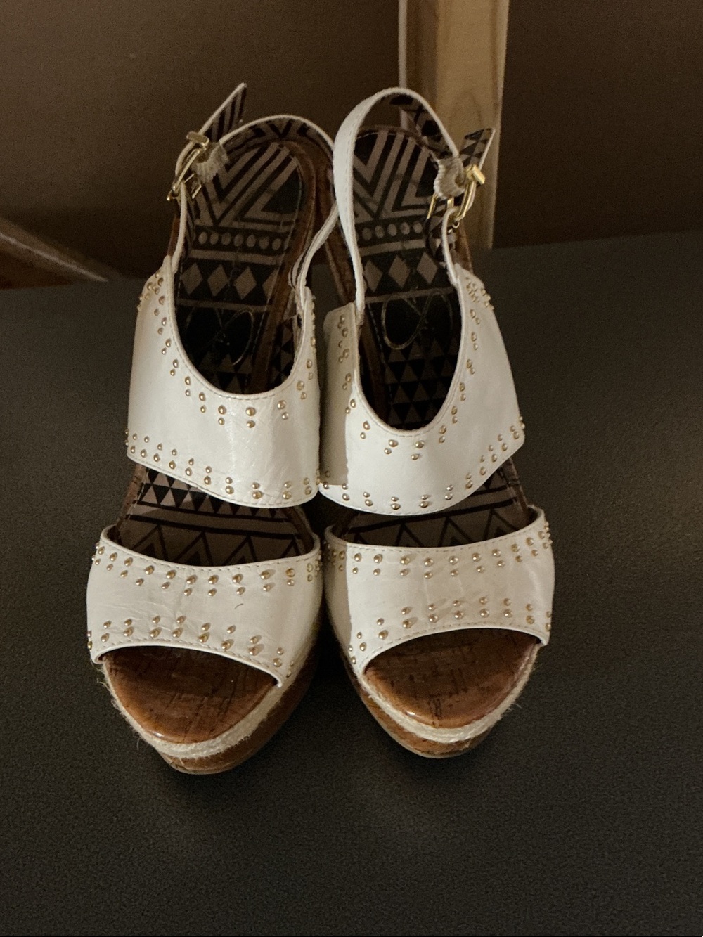 Jessica Simpson White Studded Wedge Sandals